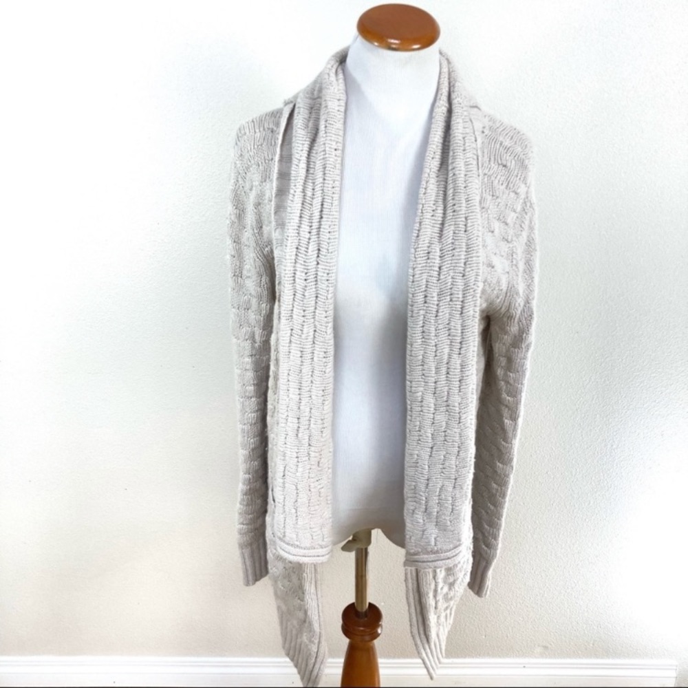 Aritzia Talula Greenpoint Knit Beige‎ Open Cardigan Sweater Women’s Sz Large